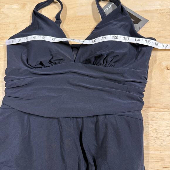Magicsuit NWT Celine Solid One-Piece Swimdress Black Size 14 Optional Side TIe - Picture 9 of 14